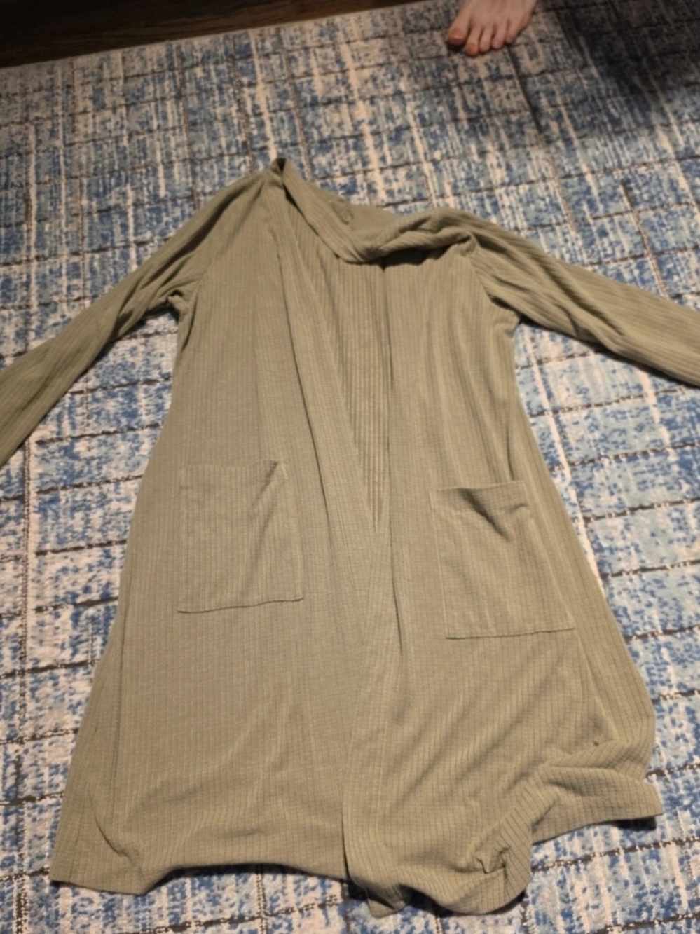 Maurices Olive Green Ribbed Long Sleeve Cardigan with Pockets